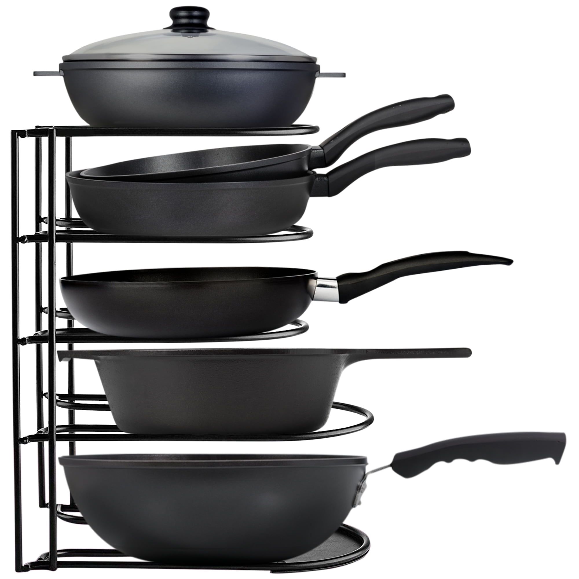 Black Heavy-Duty 5-Tier Metal Pots and Pans Organizer