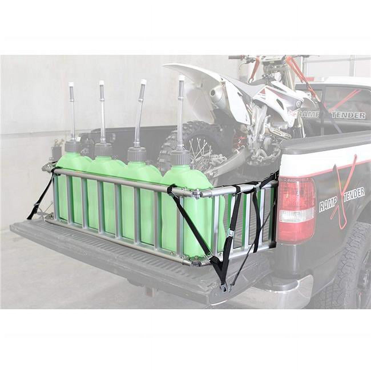 Silver Aluminum Motorcycle Ramp and Bed Extender Combo