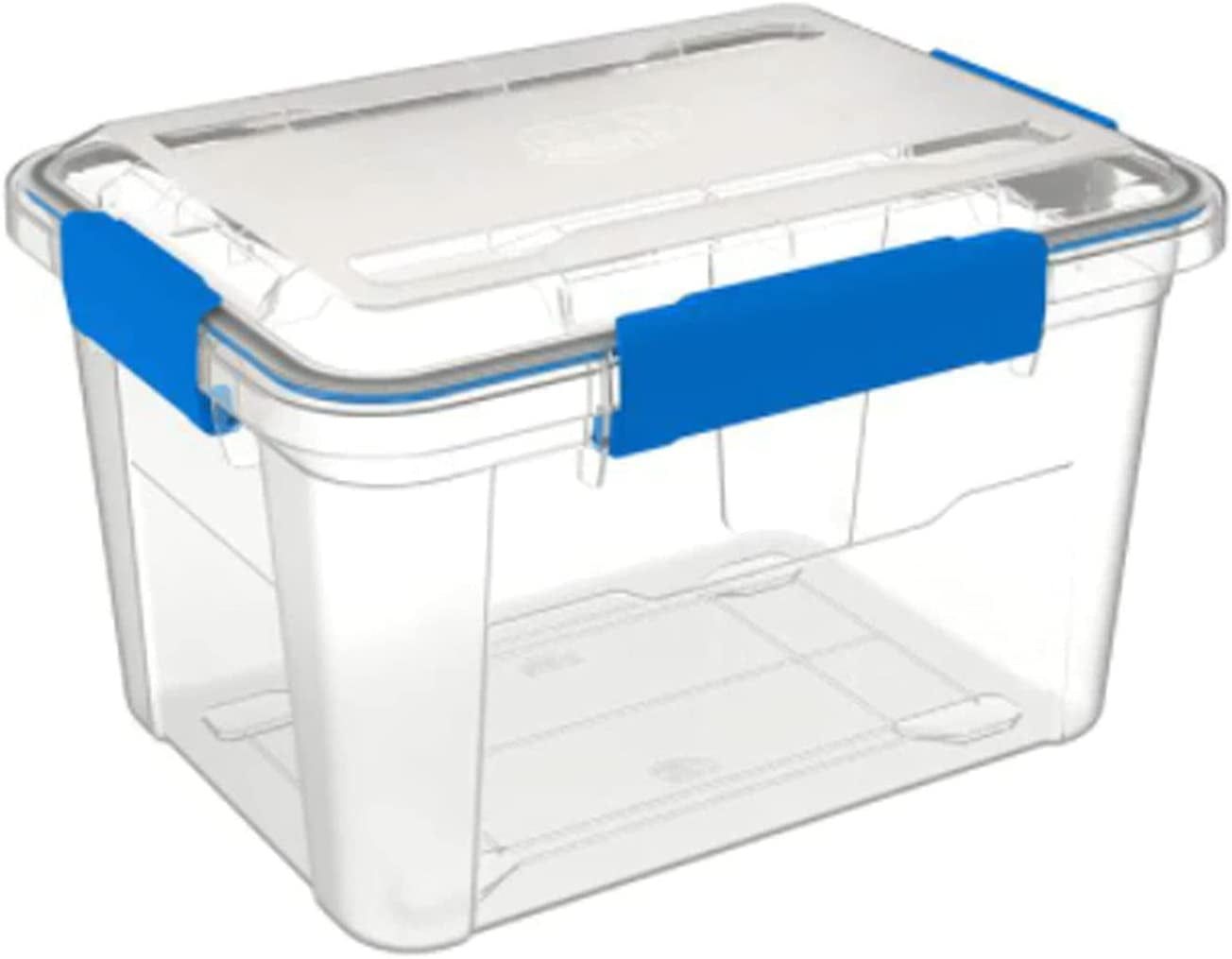 Clear 18L Waterproof Stackable Plastic Storage Box with Blue Lid