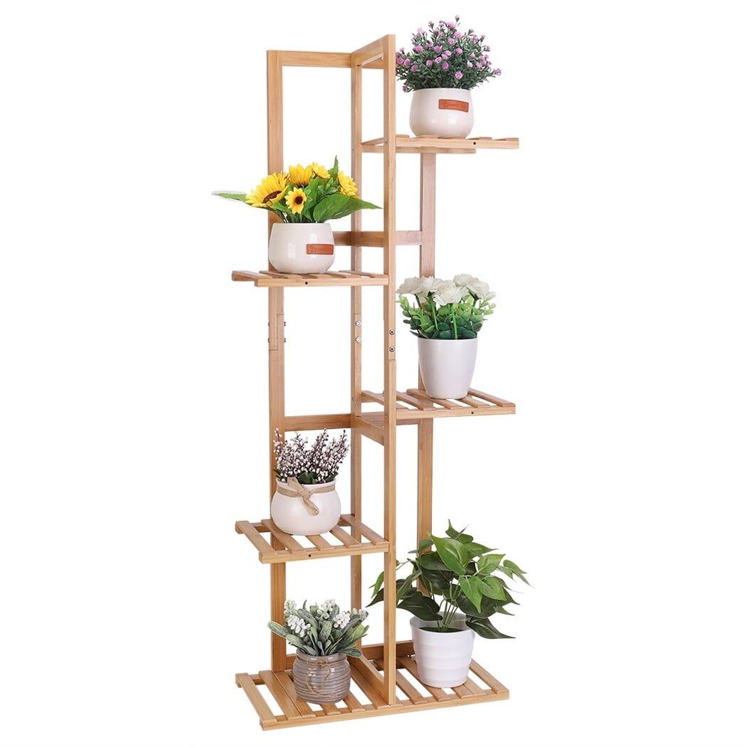 Natural Bamboo 5-Tier Corner Plant Stand Rack