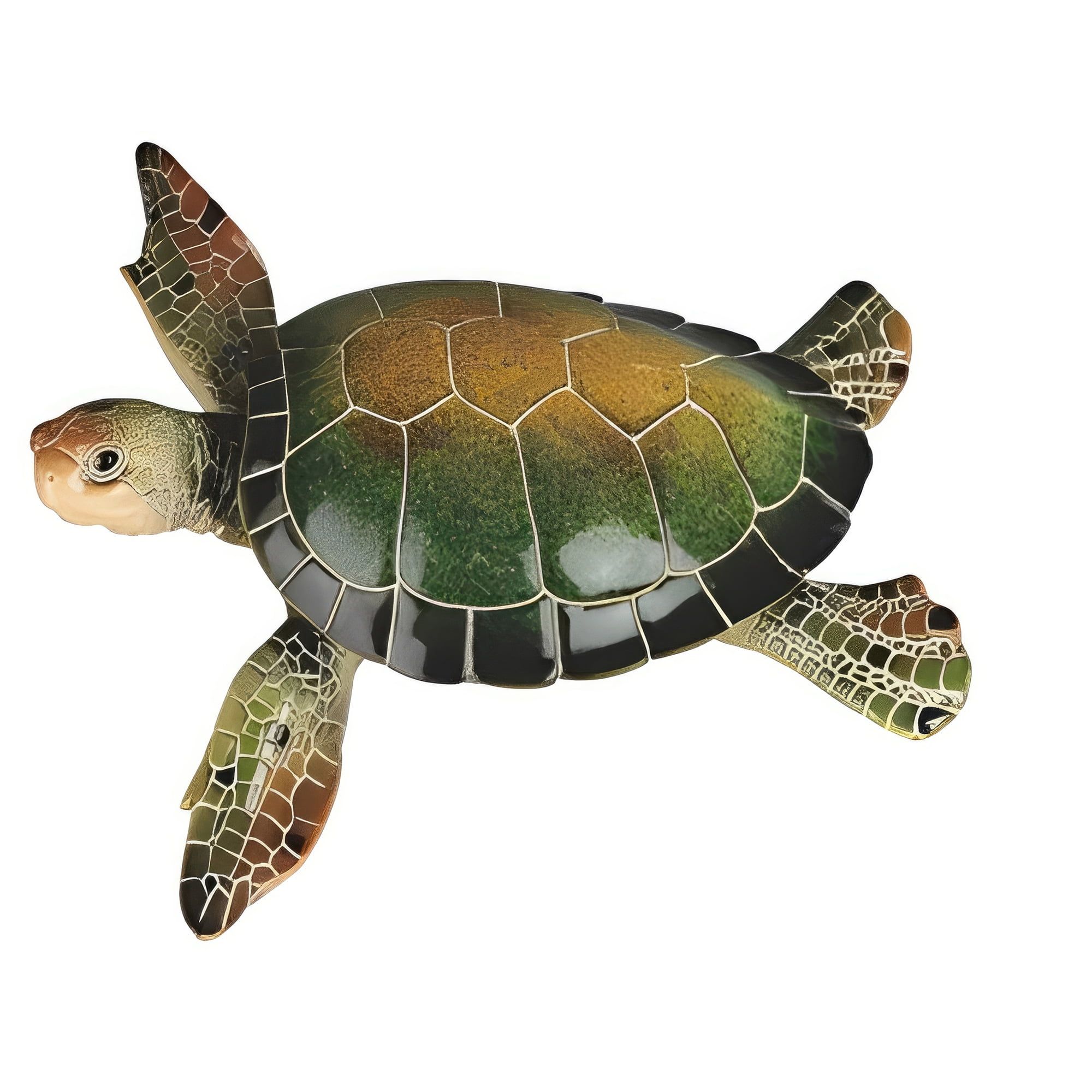 Green and Brown Resin Sea Turtle Figurine 11"