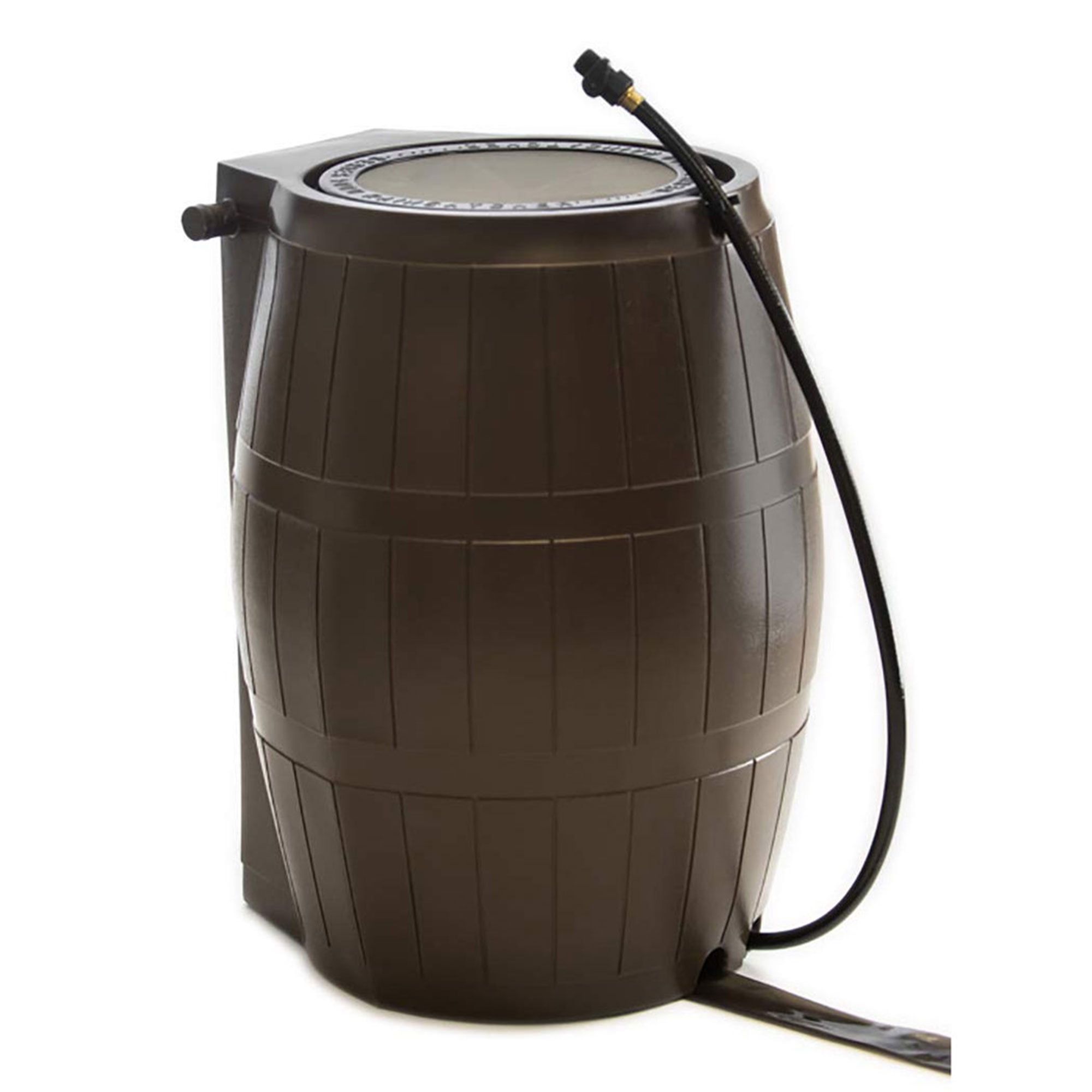 Brown 50 Gallon Recycled Plastic Rain Barrel with Hose