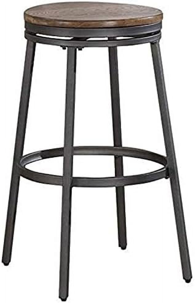 Stockton Slate Gray and Golden Oak Swivel Backless Stool