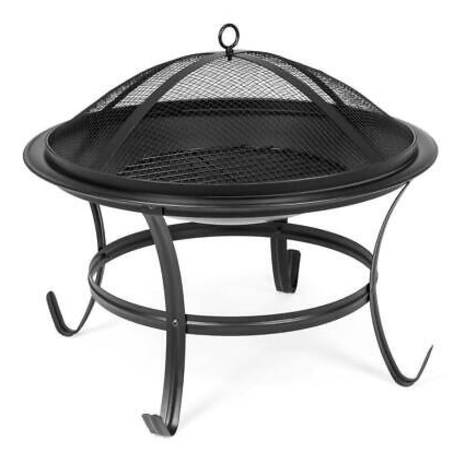 22'' Black Metal Round Wood Burning Fire Pit