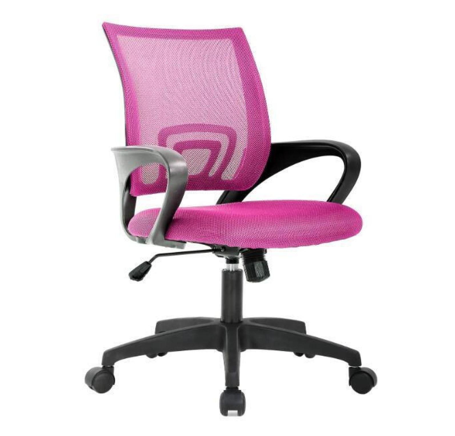 Pink Mesh Swivel Executive Office Chair with Lumbar Support