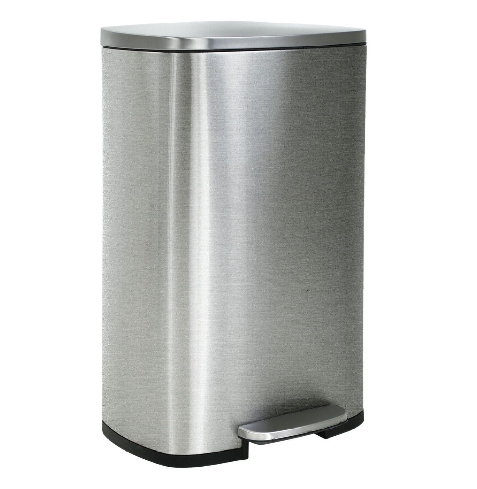 13 Gallon Silver Stainless Steel Pedal Trash Can