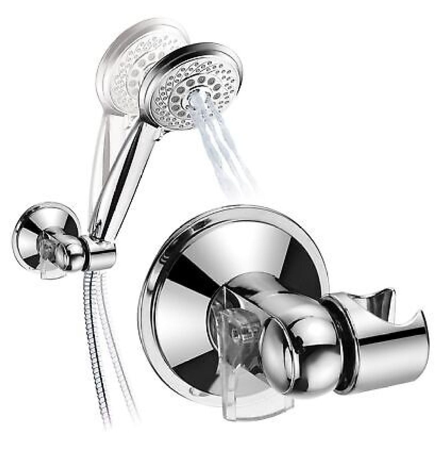 Chrome Adjustable Hand Shower Wall Bracket with Suction Power