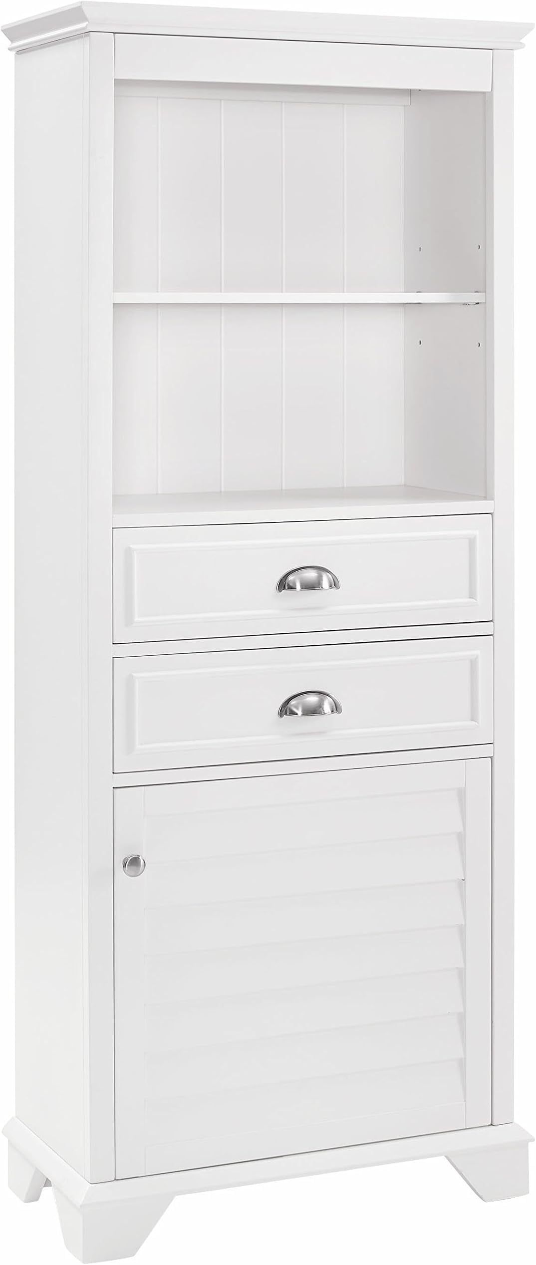 White Tall Bathroom Cabinet with Adjustable Shelving