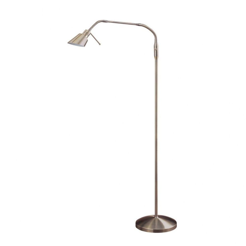 Adjustable Antique Brass Arc Floor Lamp with Silver Finish