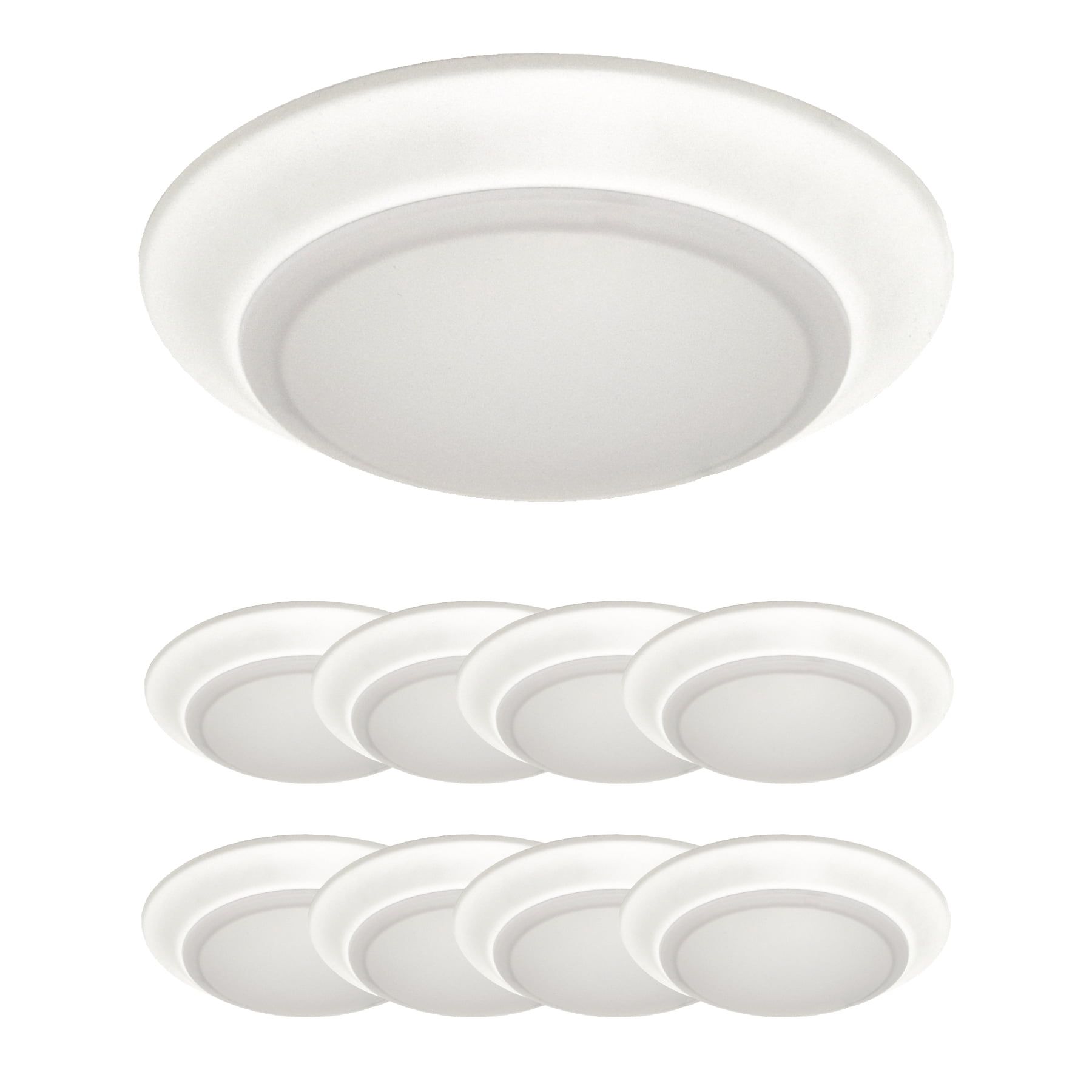 White Round LED Flush Mount Ceiling Disk Light 8-Pack