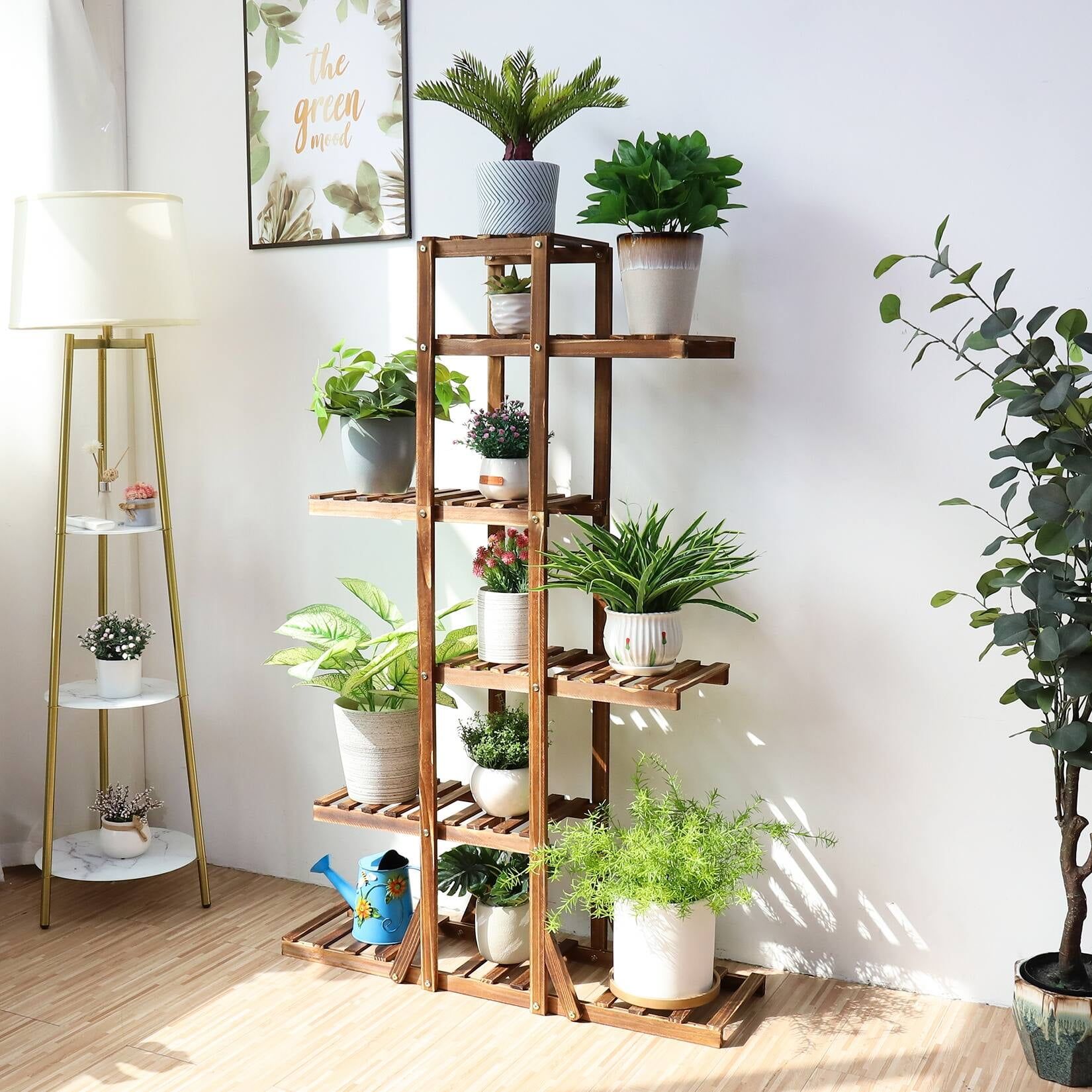 Natural Pine 6-Tier Wooden Plant Display Stand