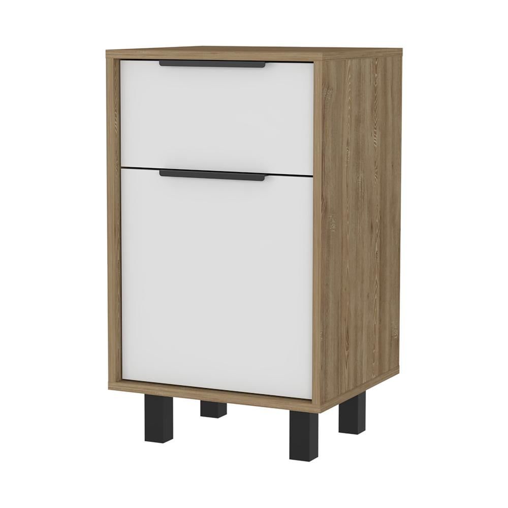 Elegant Dhaka White-Pine Nightstand with Cabinet and Superior Top