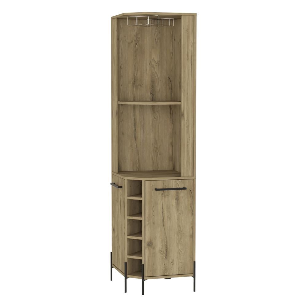 Reese Beige Engineered Wood Corner Bar Cabinet