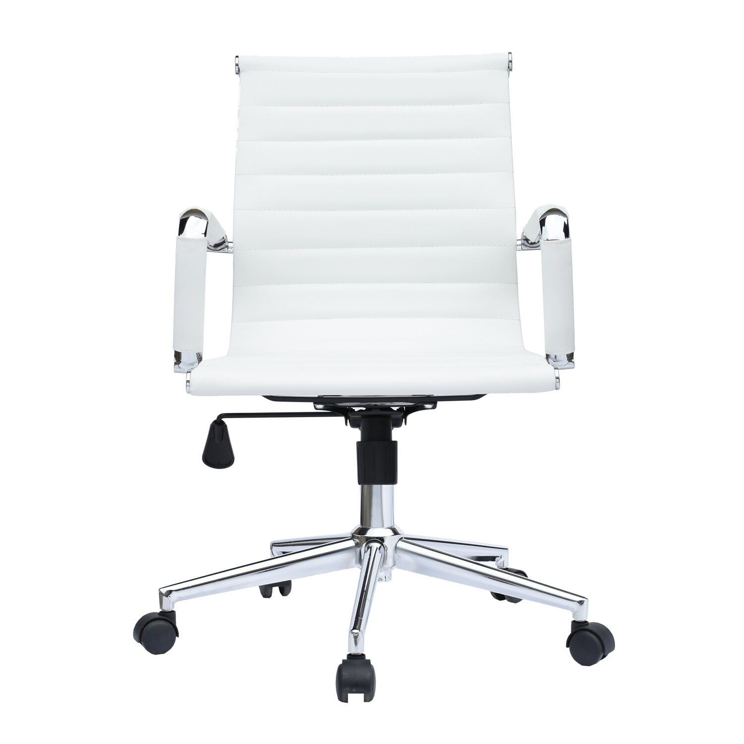 Brisbane 39.8" White Ergonomic Office Chair with Chrome Armrests