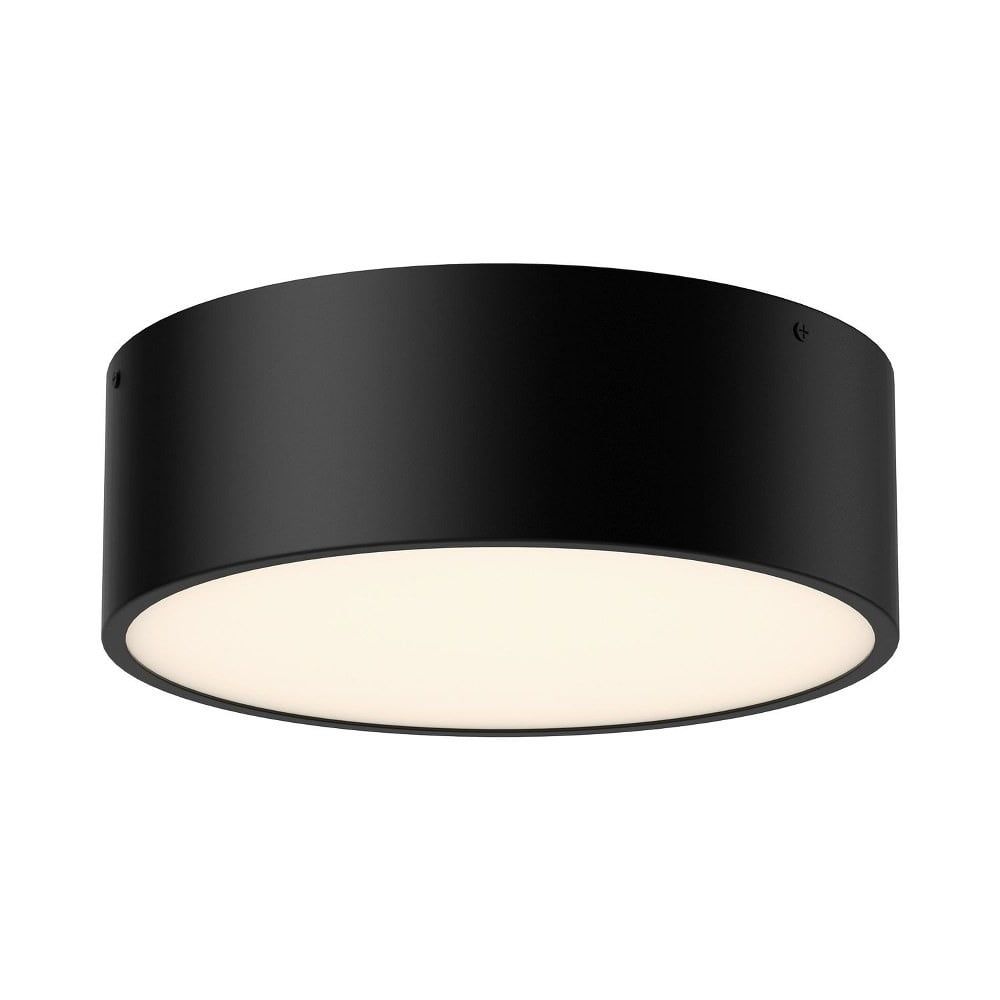 Brisbane Circular Matte Black Flush Mount with Glass Shade