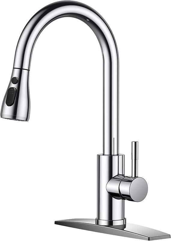 Brushed Nickel Stainless Steel Kitchen Faucet with Pull-Out Spray