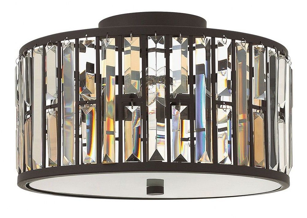 Vintage Bronze Crystal LED Flush Mount Light