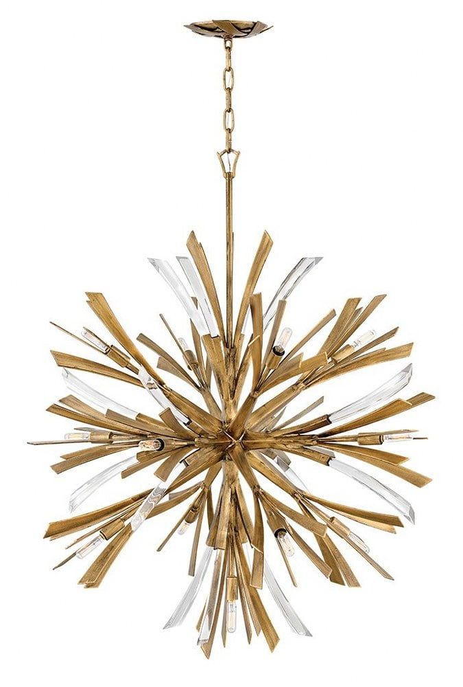 Vida Crystal Accents Burnished Gold Orb Chandelier, 42"