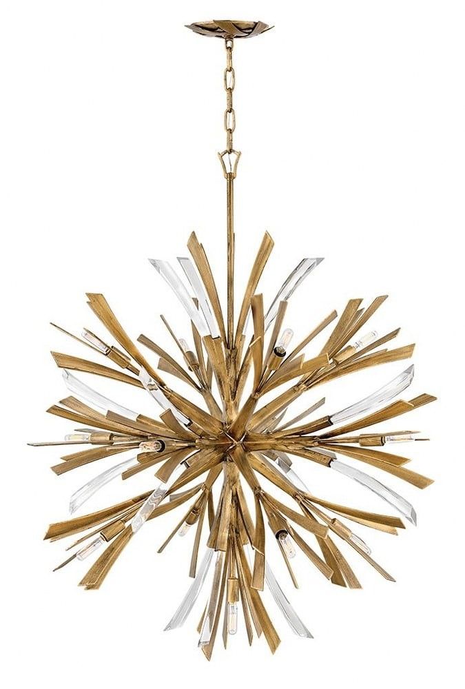 Vida Crystal Accents Burnished Gold Orb Chandelier, 42"