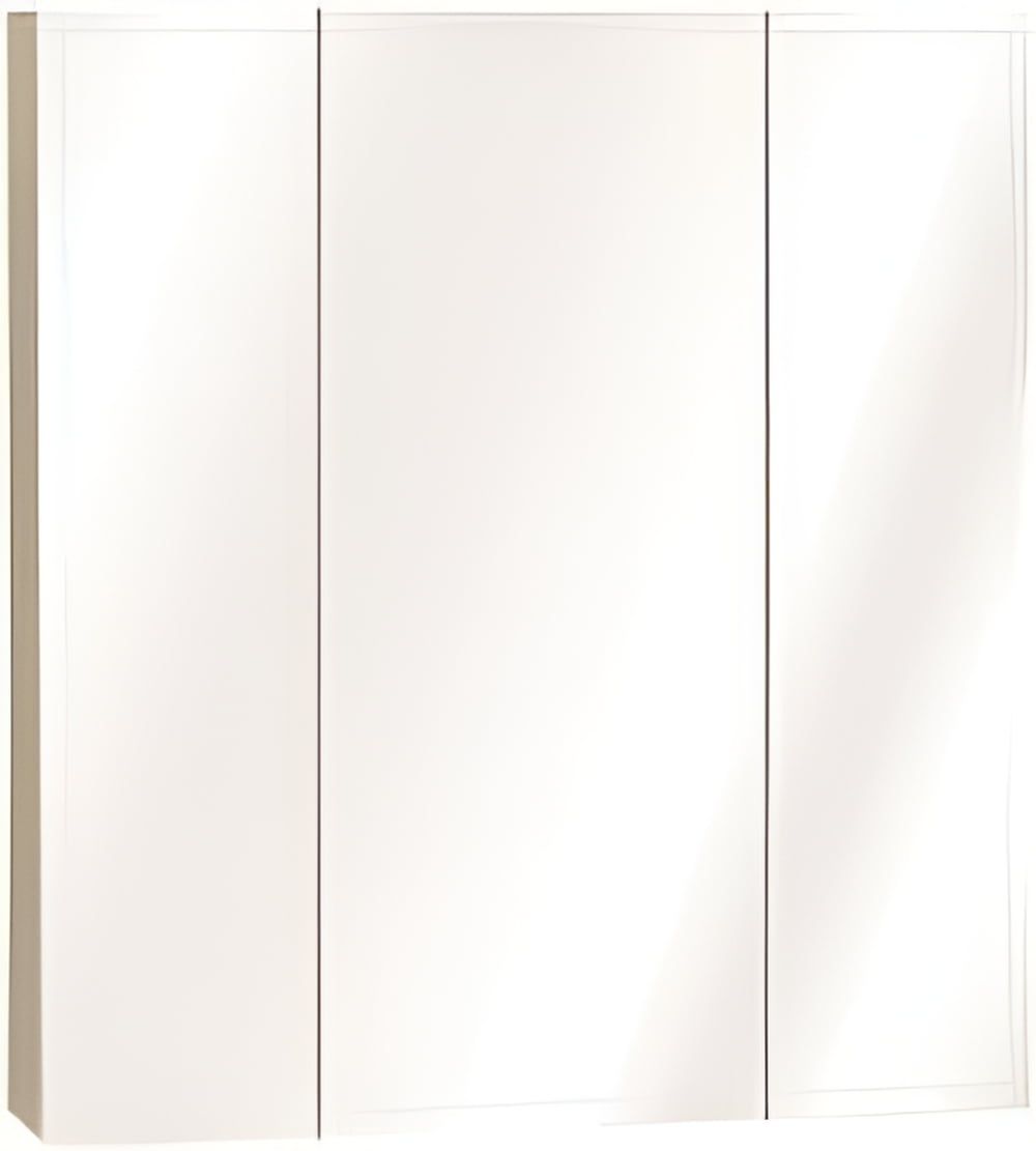 White Wood Beveled Tri-View Medicine Cabinet