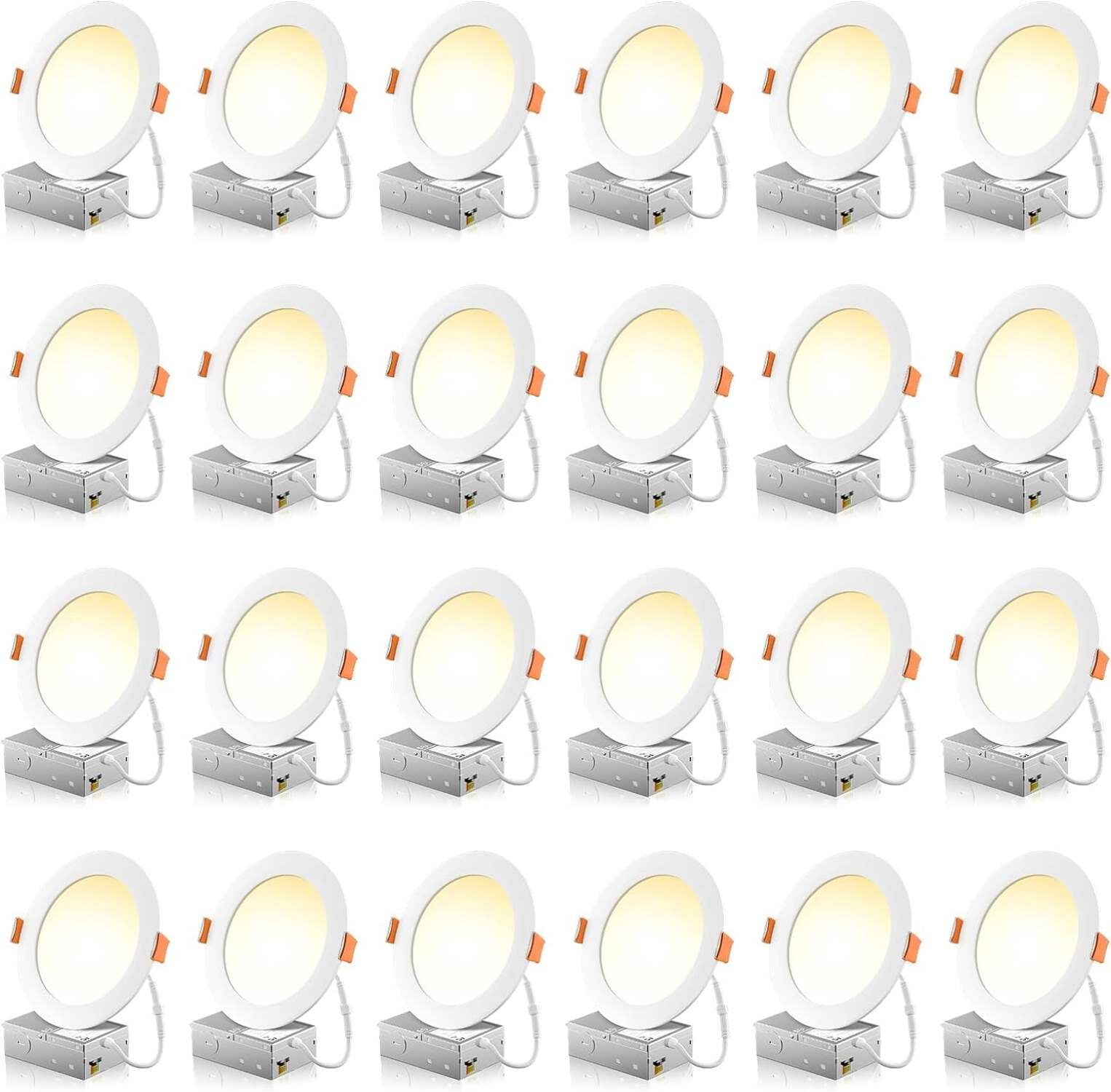 24 Pack 6 Inch Ultra-Thin White LED Recessed Ceiling Lights