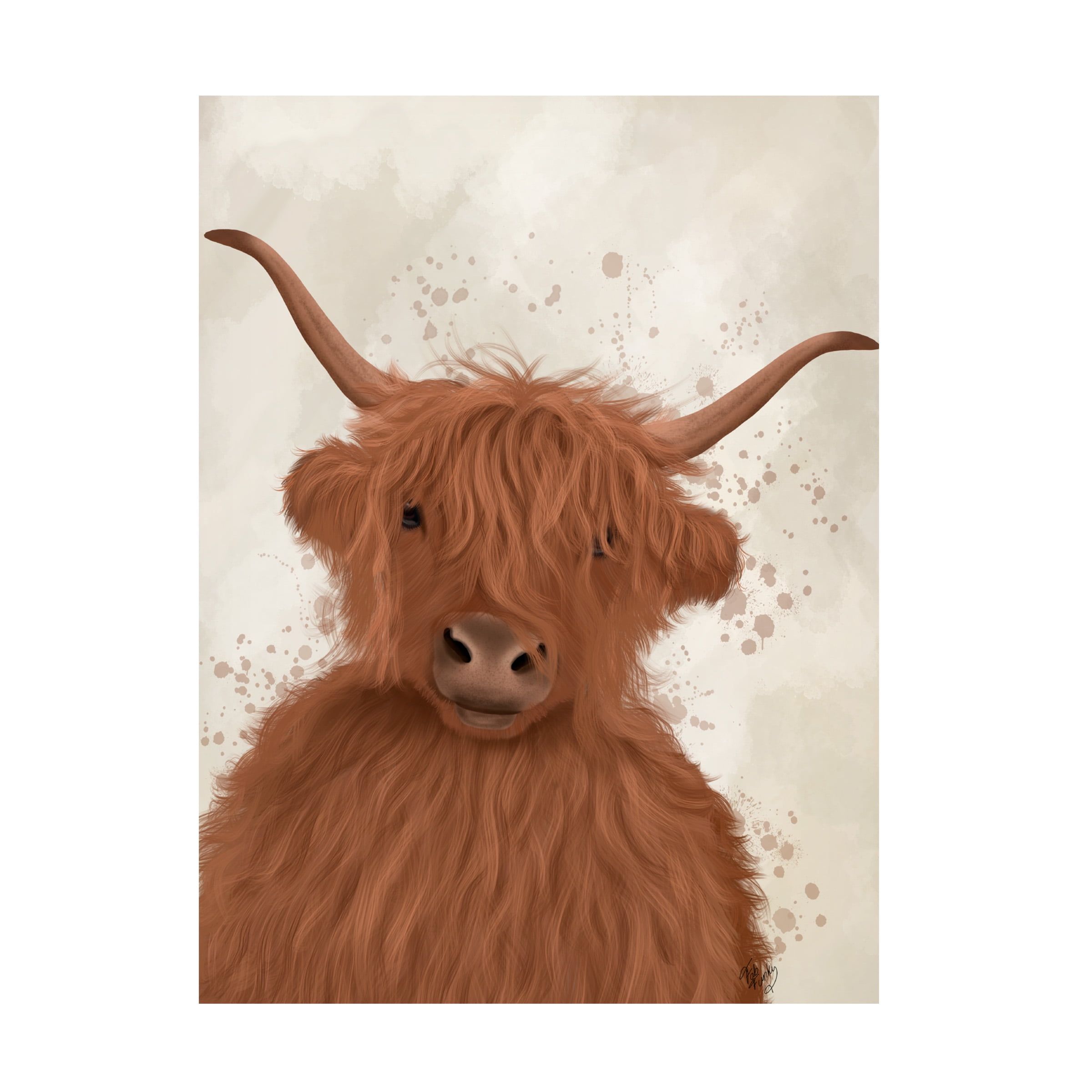 Highland Cow Portrait 24x32 Brown Canvas Art