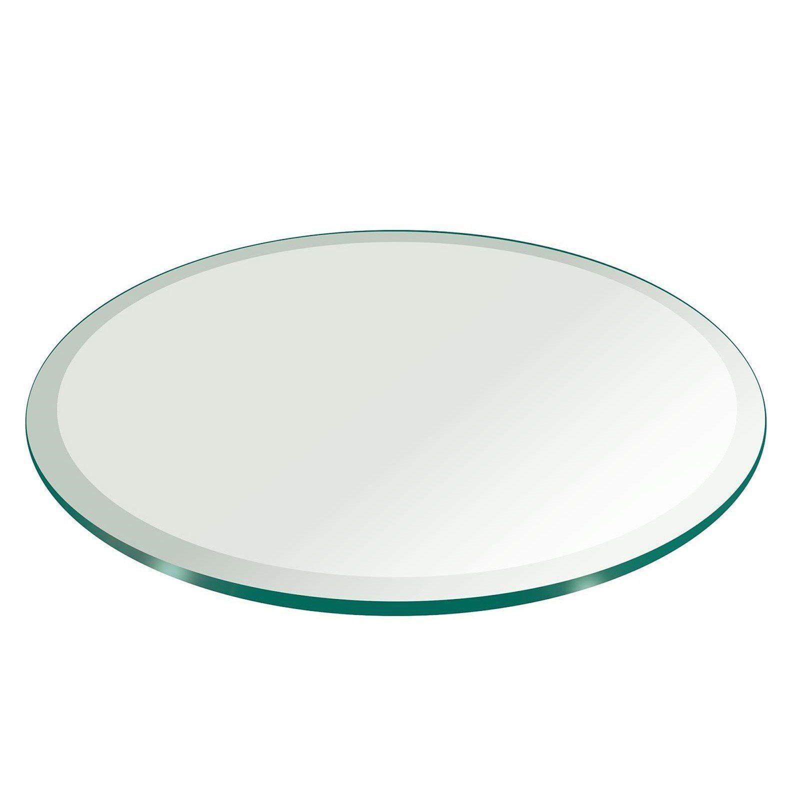 Elegant 42" Round Clear Glass Table Top with Beveled Edge