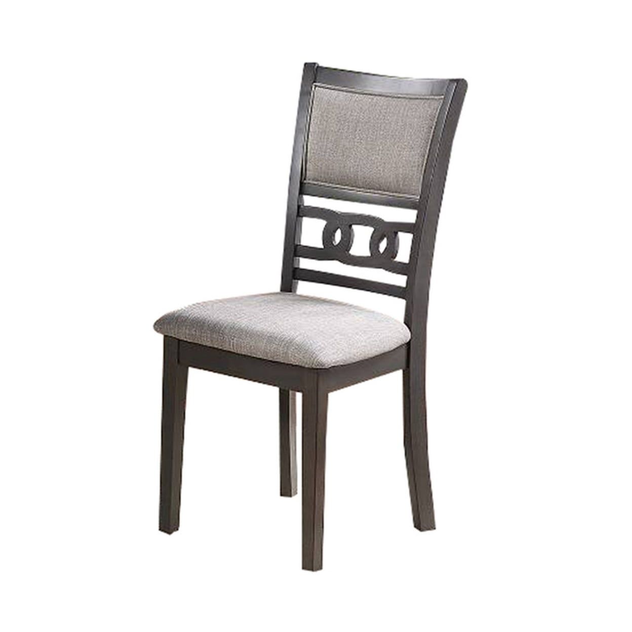 Gray Fabric Upholstered Dining Chair with Knot Cut-Outs, Set of 2