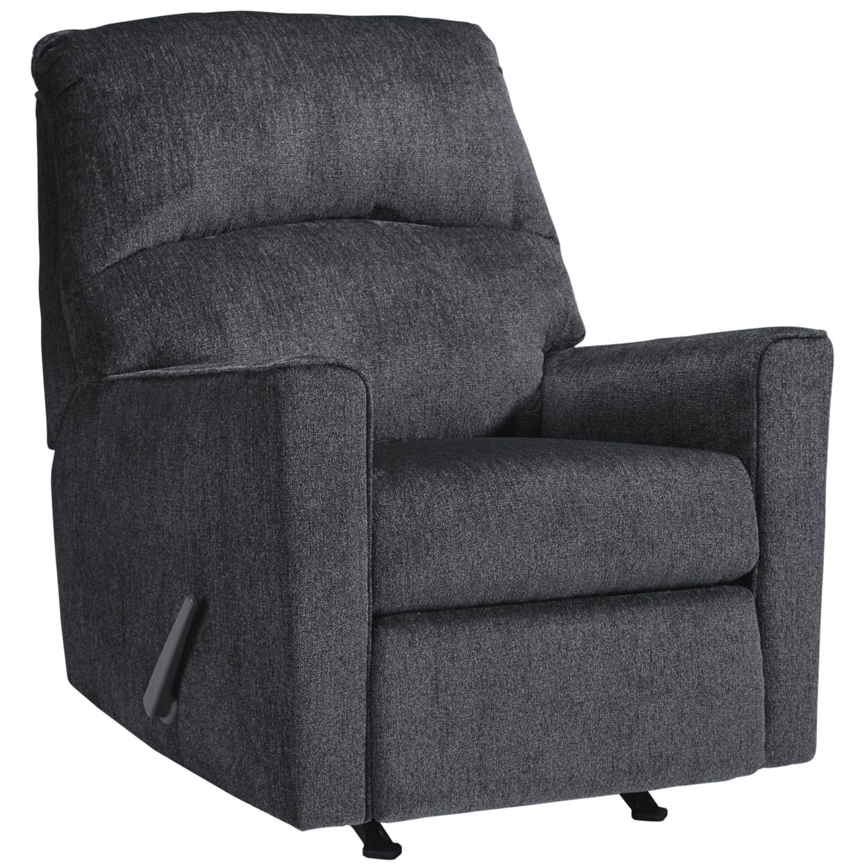 Slate Gray Metal Frame Rocker Recliner with Plush Upholstery