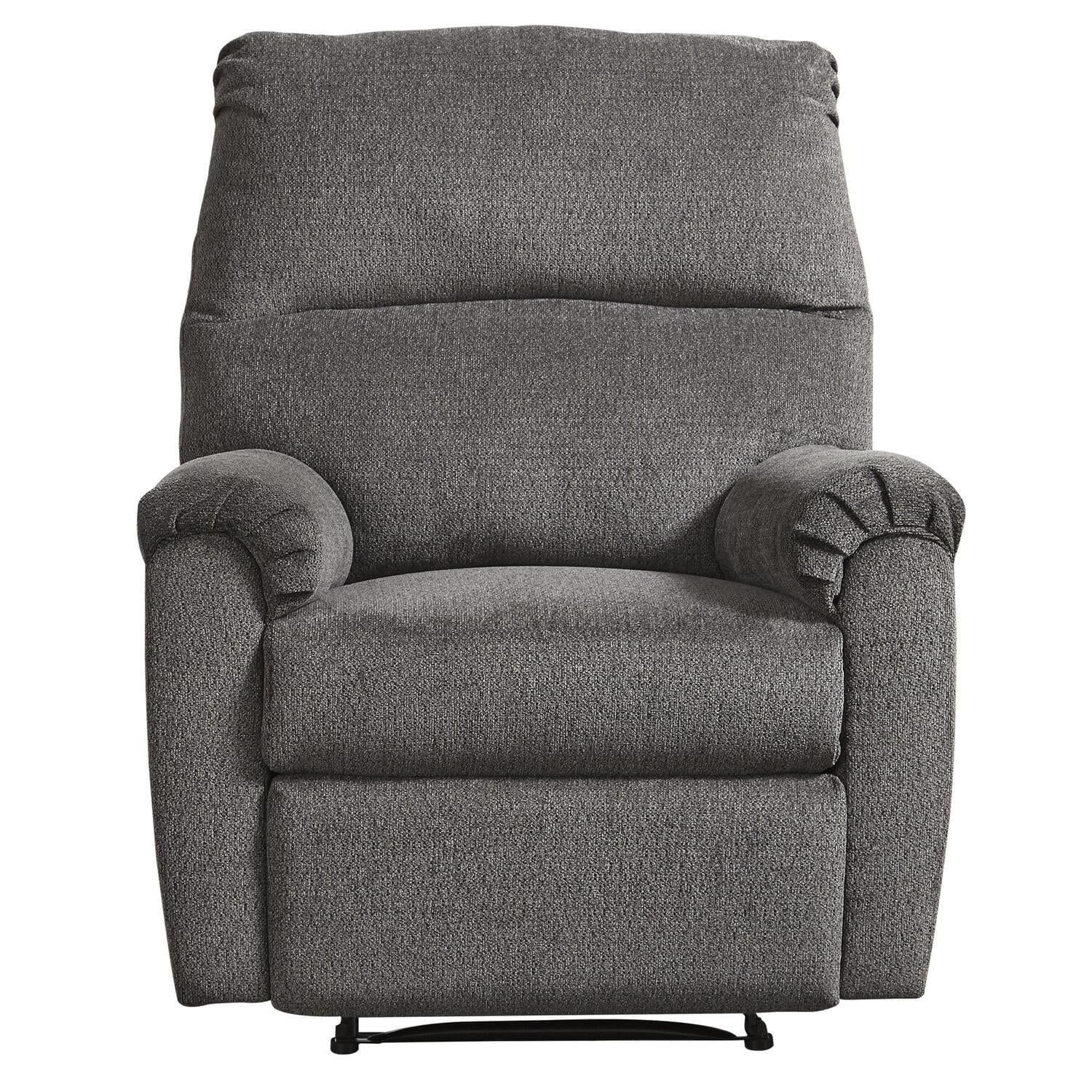 Gray Polyester Zero Wall Recliner with Pillow Top Armrests