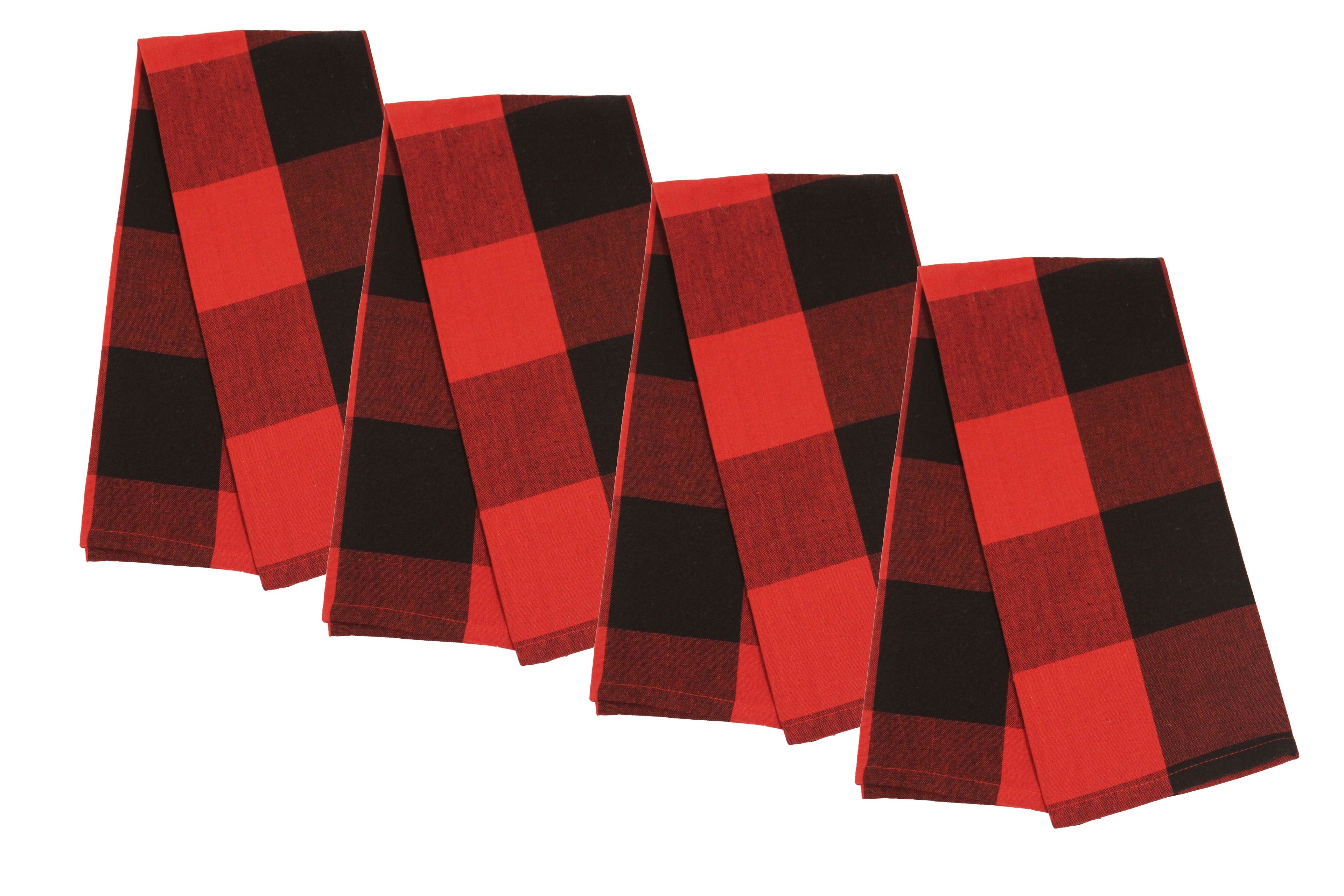 Buffalo Check Red and Black Cotton Kitchen Towel Set