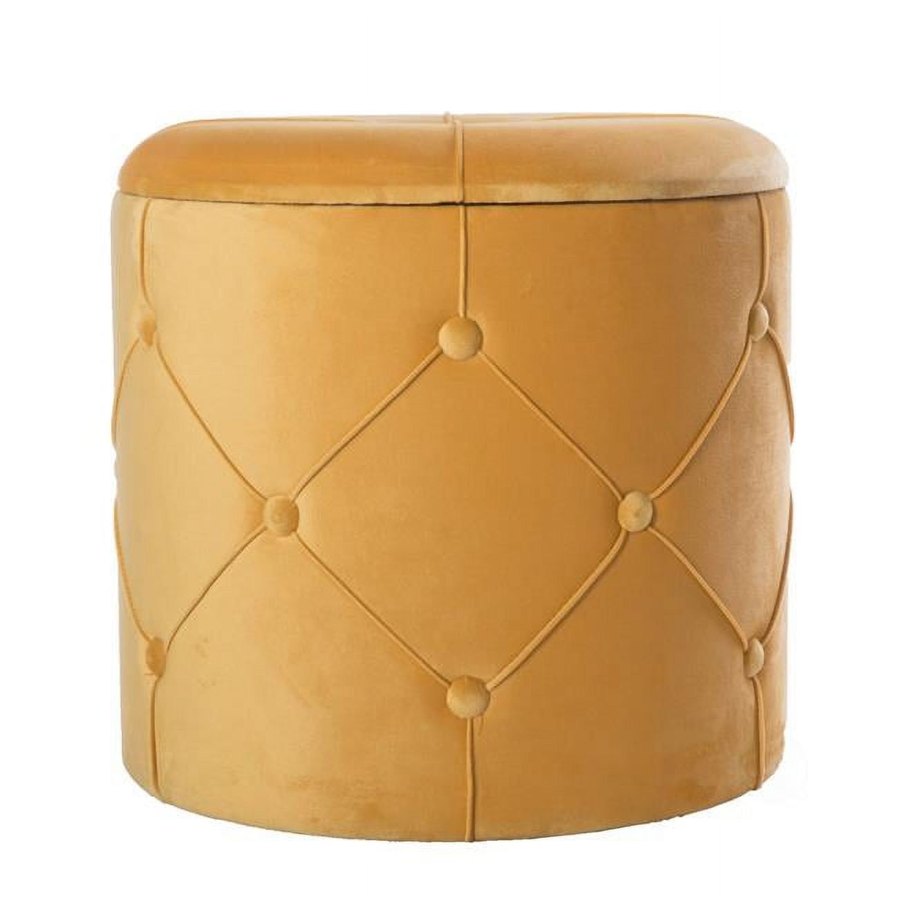 Yellow Round Tufted Velvet Ottoman with Storage