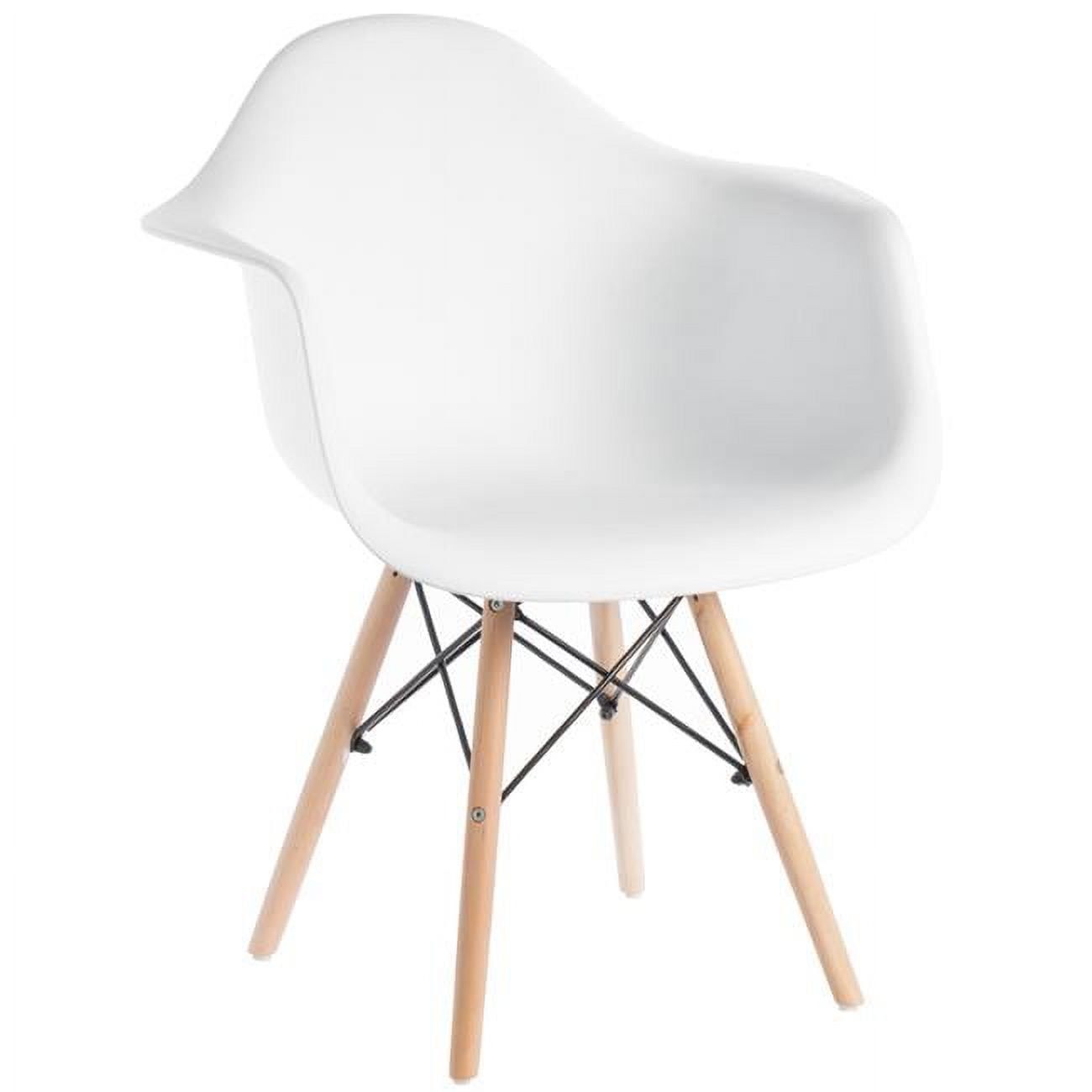 Ergonomic Mid-Century Modern White Shell Side Chair with Beech Wood Legs