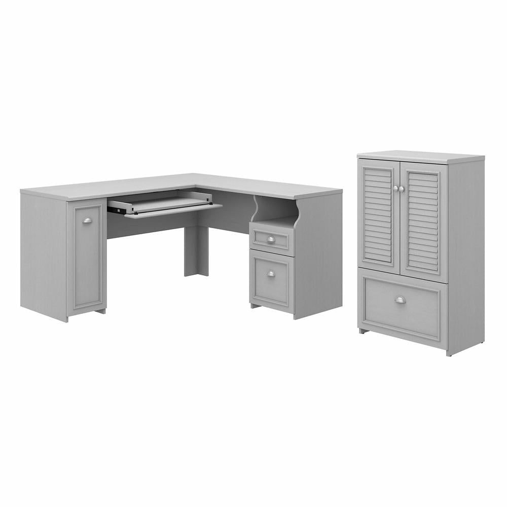 Cape Cod Gray Modern Farmhouse L-Shaped Desk with Storage