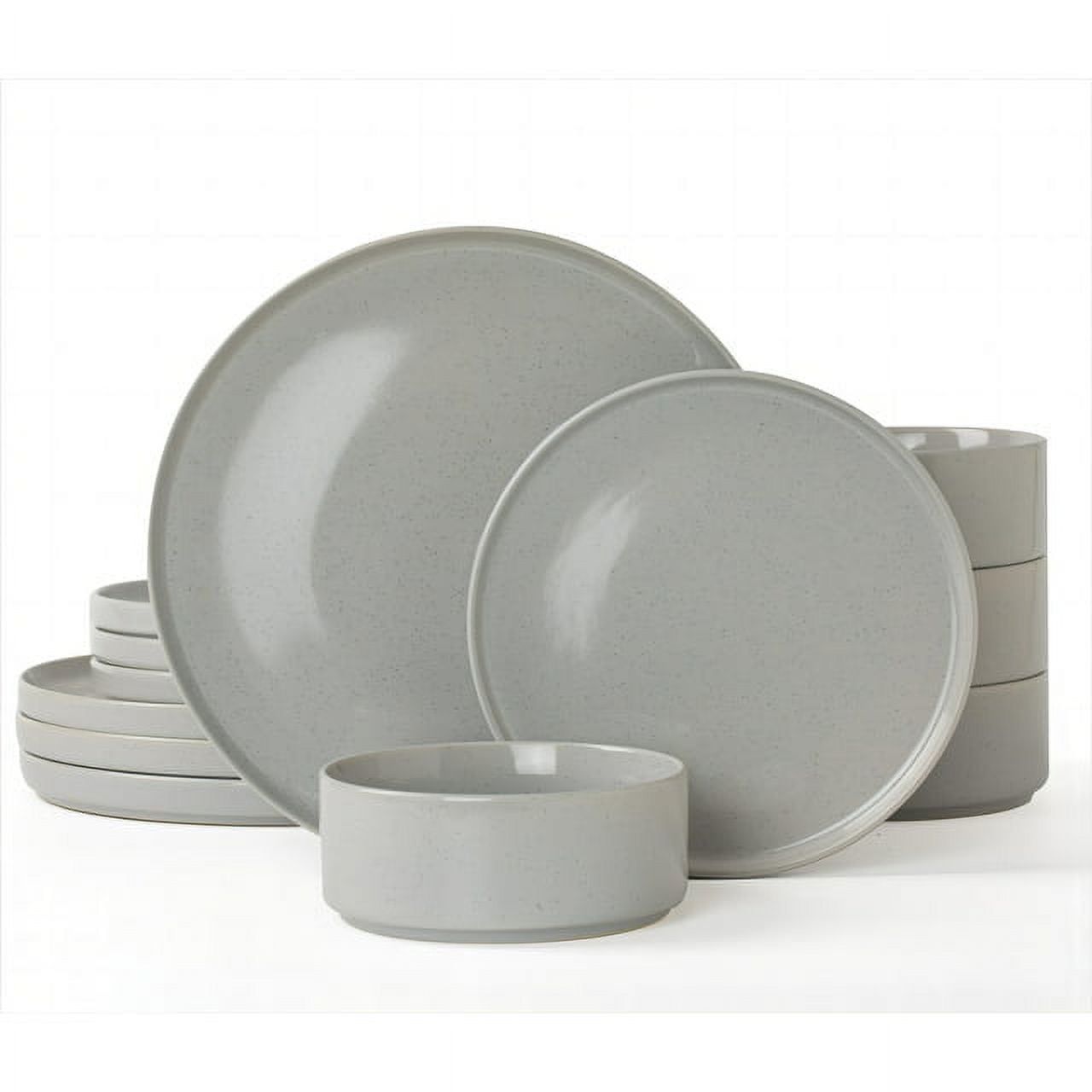 Light Gray Ceramic 12-Piece Dinnerware Set for 4