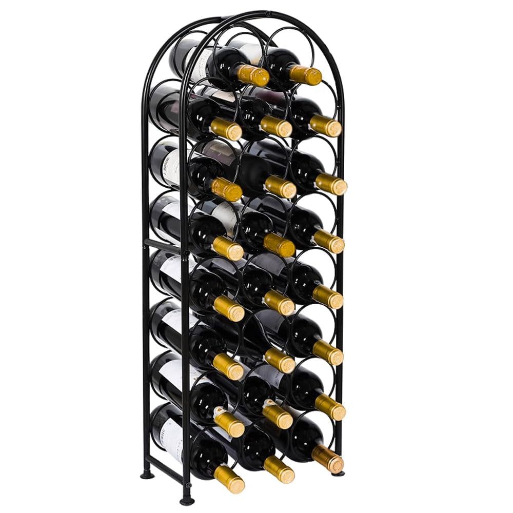 Fancial Black Metal 42-Bottle Wine Rack with Adjustable Foot Pads