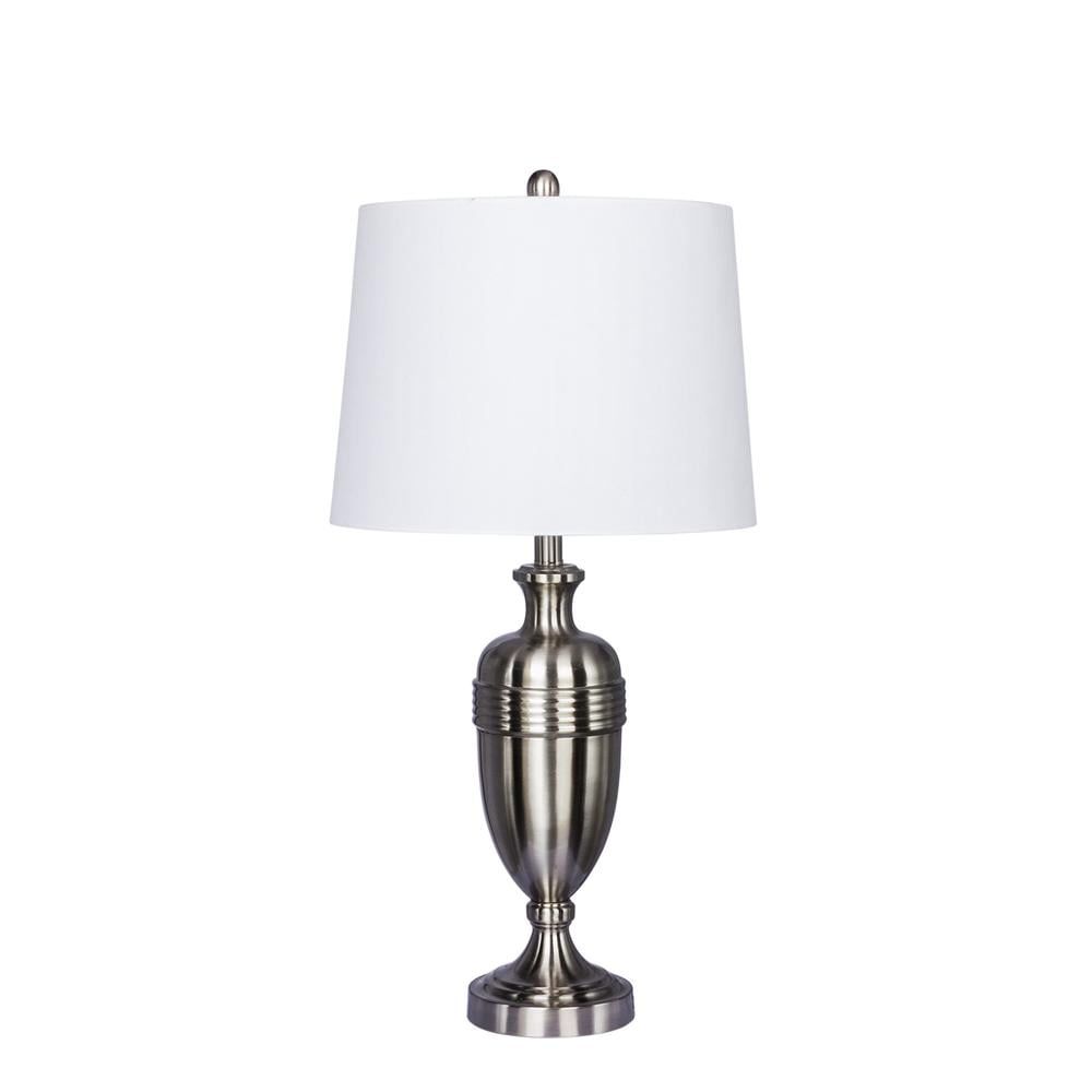 Brushed Steel 29.25" Decorative Urn Table Lamp with White Shade