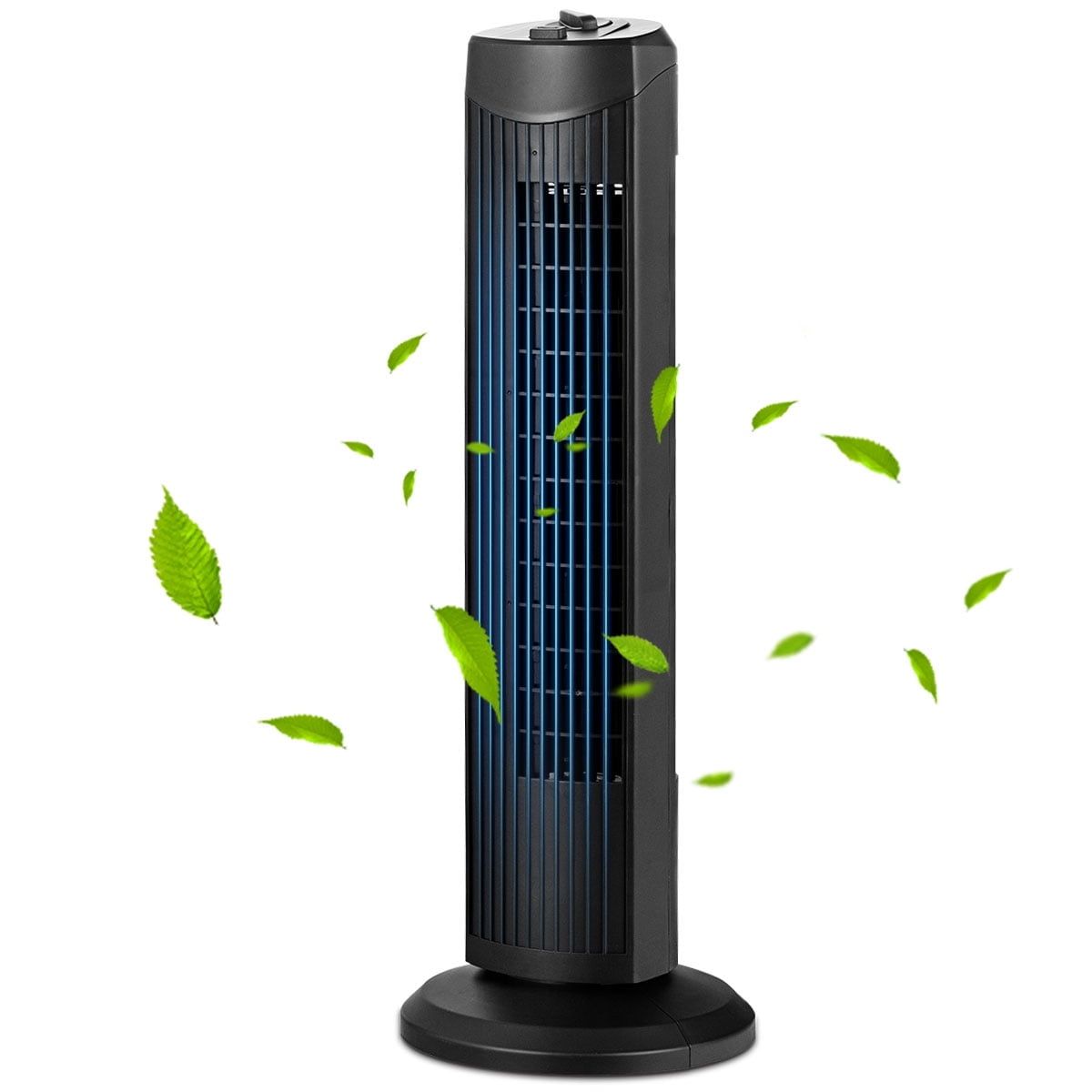 Black 28" Oscillating Bladeless Tower Fan with Three Speeds