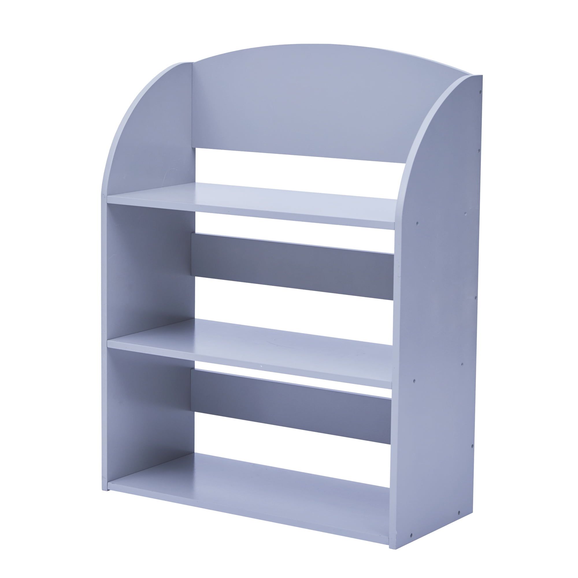 Gray 3-Shelf Kids Bookcase with Curved Edges