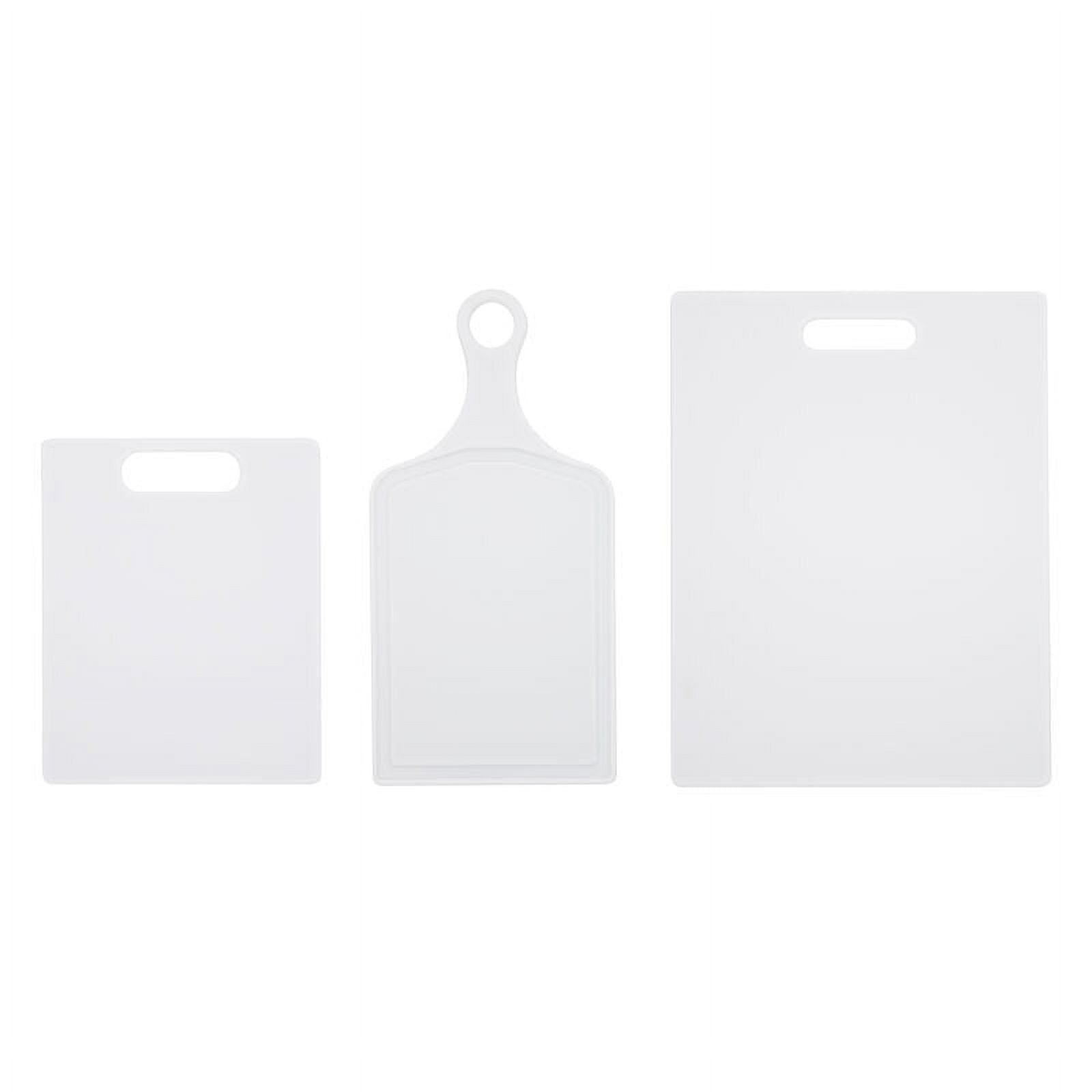 White 3-Piece Plastic Cutting Board Set with Paddle