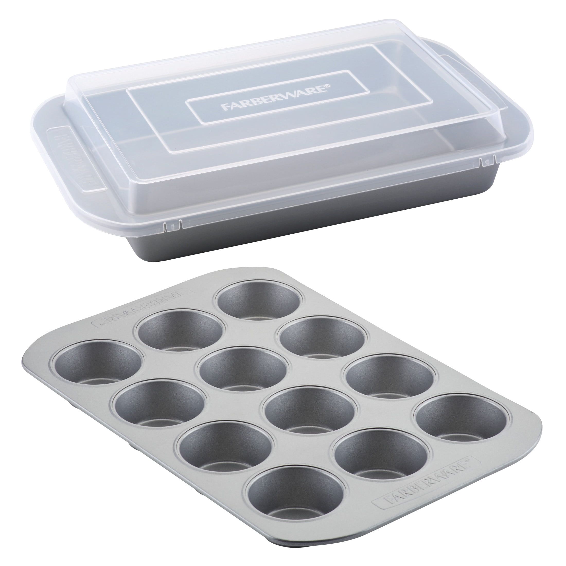 Gray Nonstick Muffin and Lasagna Pan Set with Lid