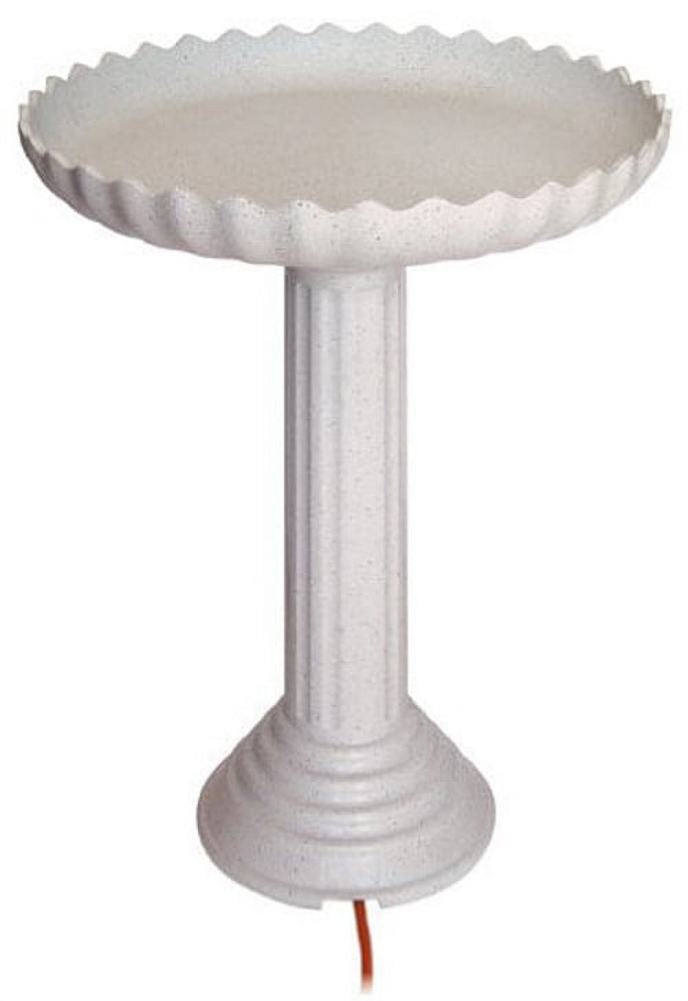 Gray Scalloped Heated Bird Bath with Pedestal