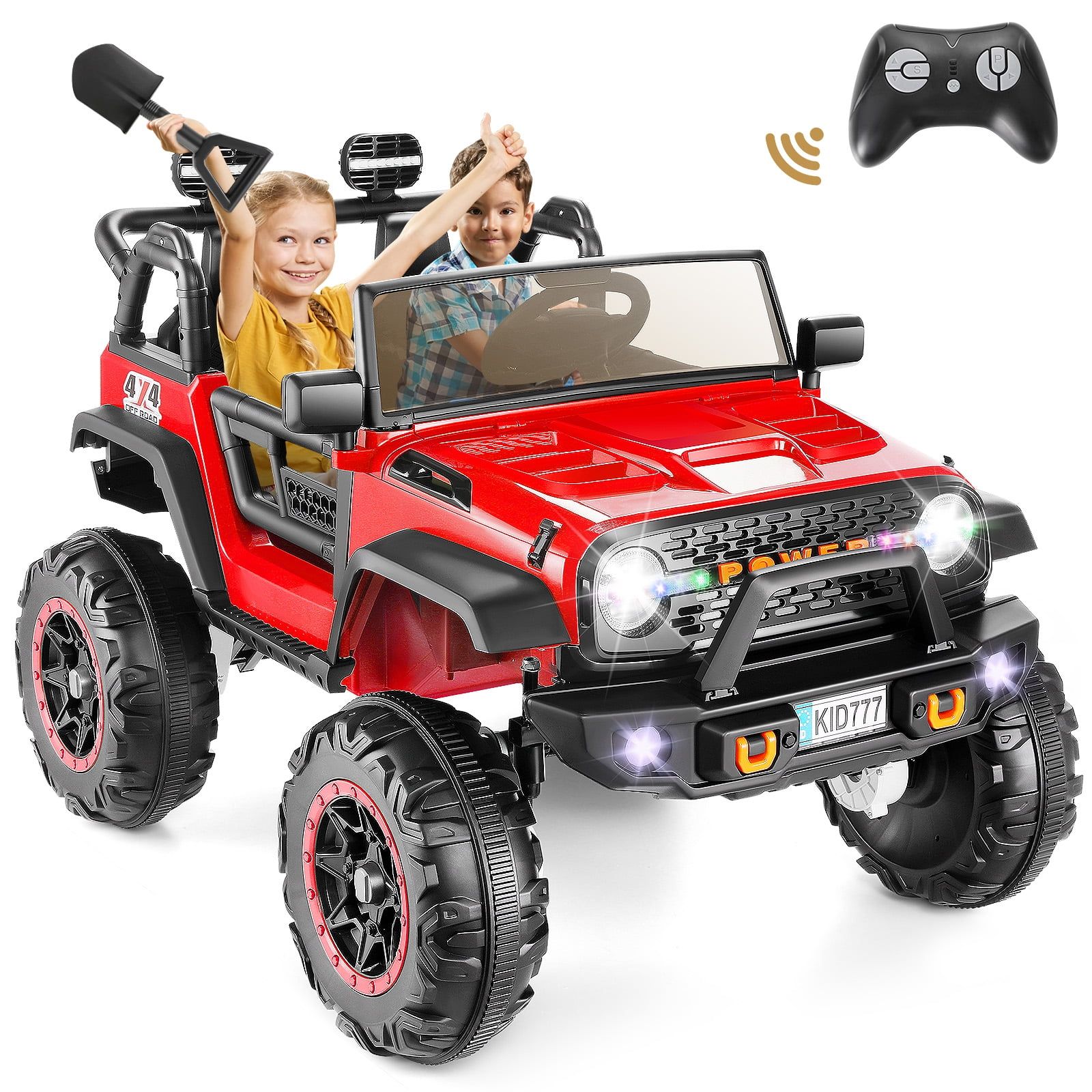 Red 24V 2-Seater 4WD Ride-On Truck with Remote Control