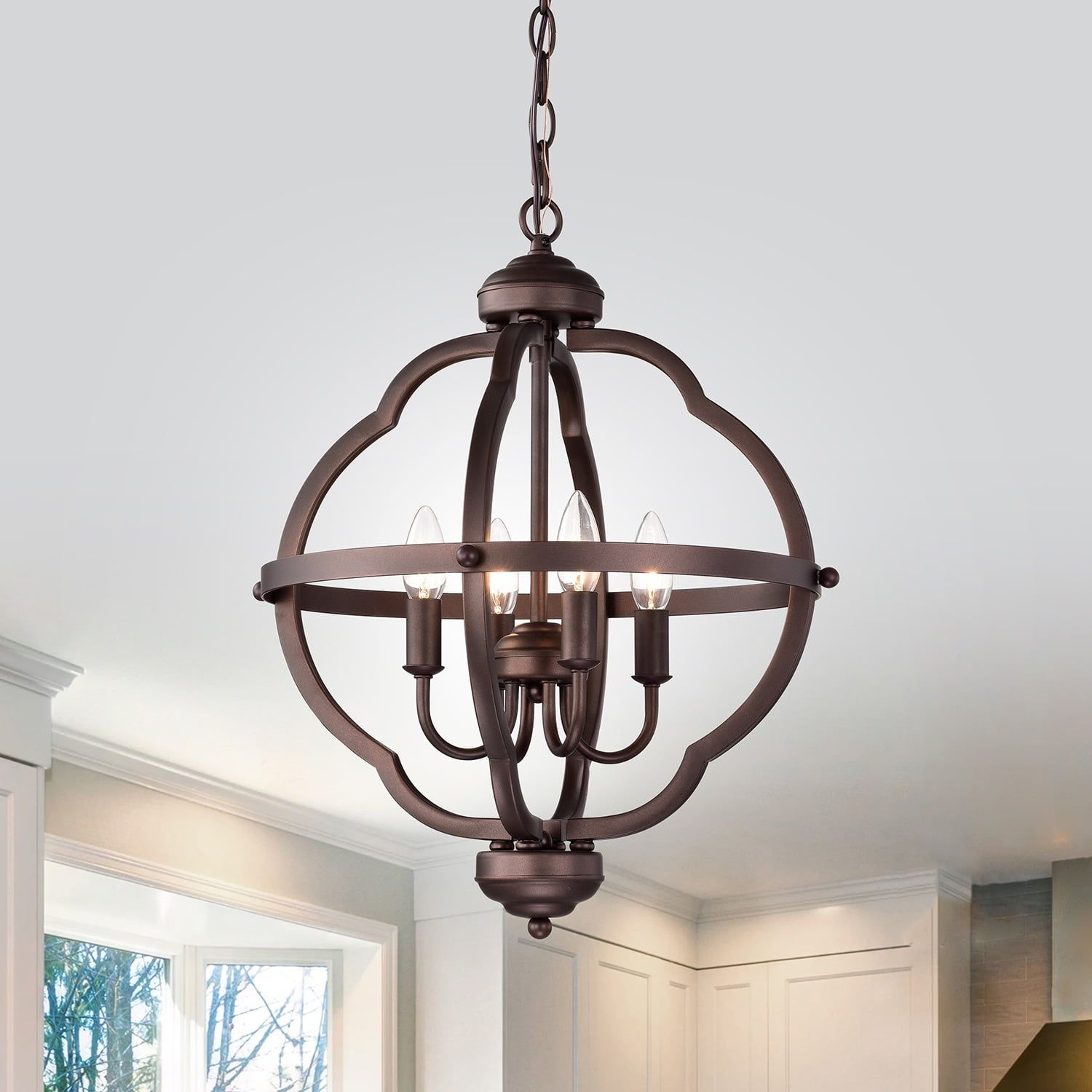 Farmhouse Oil Rubbed Bronze 4-Light Candle Chandelier