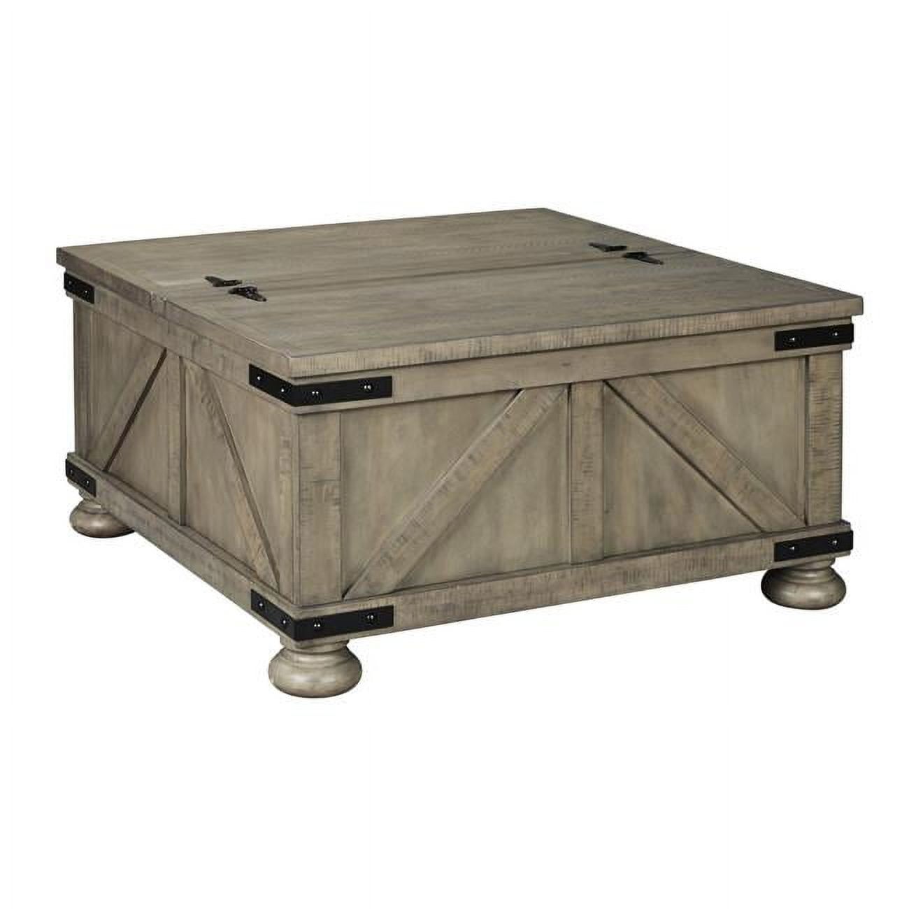 Gray Wood and Metal Lift-Top Storage Coffee Table