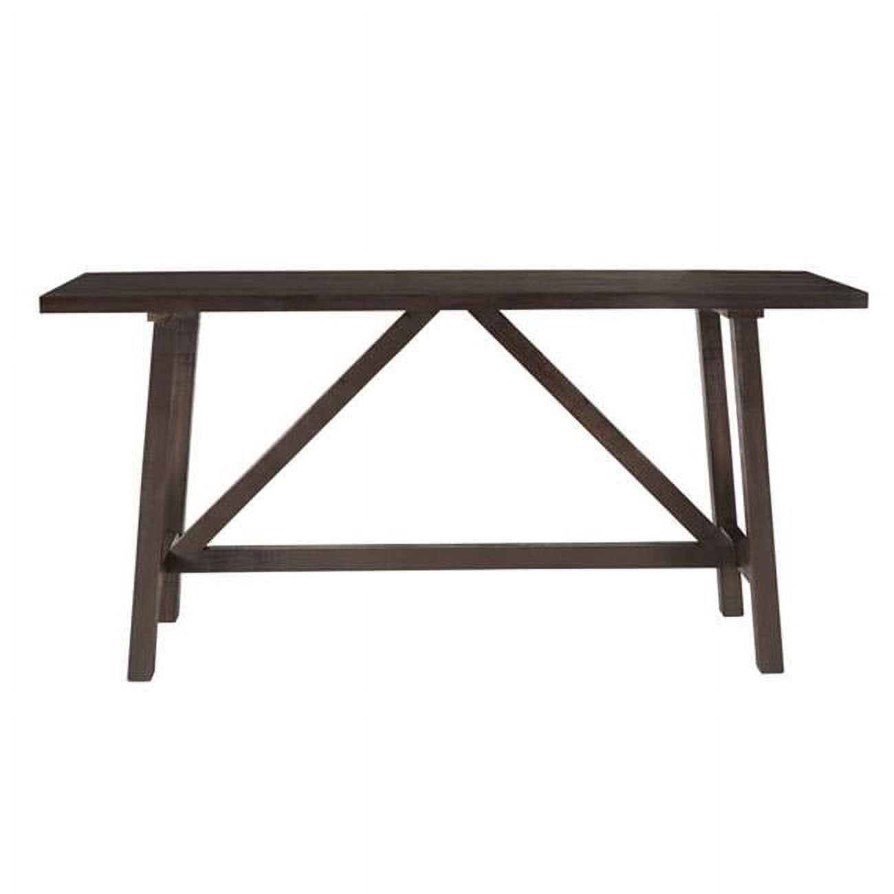 Casual Dark Pine Rectangular Wood Console Table