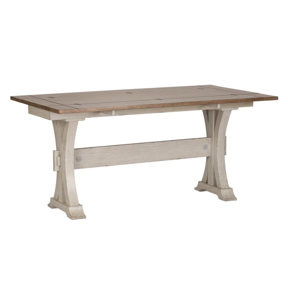 Transitional Farmhouse White and Chestnut Flip Lid Sofa Table