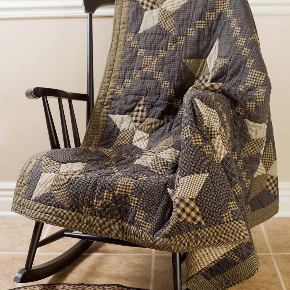 Farmhouse Star Quilted Cotton Throw Blanket 60x50