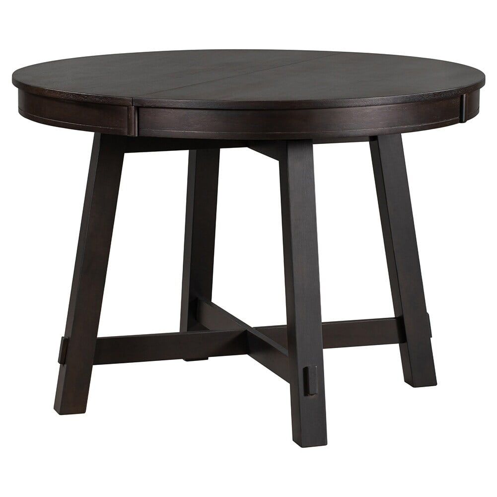 Espresso Round Extendable Farmhouse Dining Table with Acacia Veneer