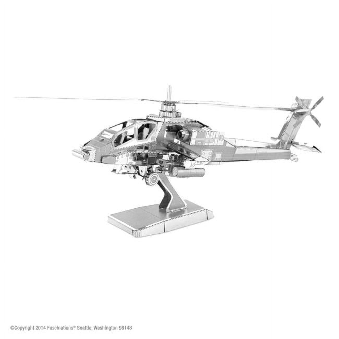 Silver Steel AH-64 Apache 3D Model Kit